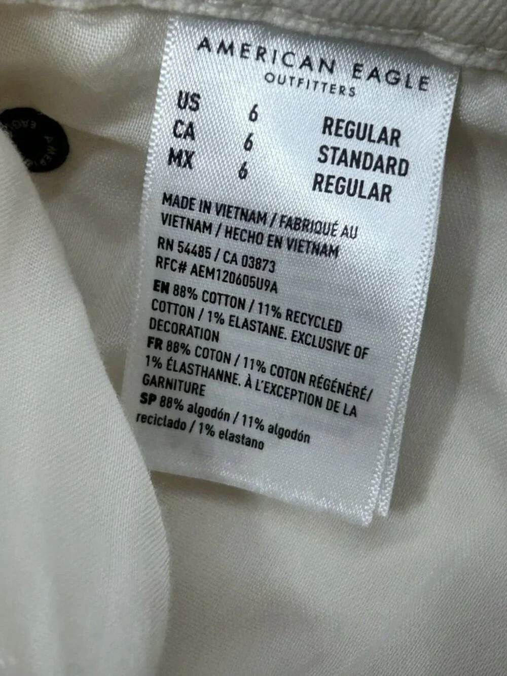 American Eagle Barrel Jeans Womens 6 Cream High Rise Ankle 31”x27.5”